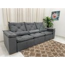 Ver imagem 3 de Sofá Retrátil e Reclinável 2,70m em Tecido Veludão C/pillow Nos Braços Athenas:cinza/270cm