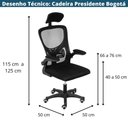 Ver imagem 2 de Cadeira Escritório Giratória Nr-17 Presidente Bogotá Or Design Tela Mesh Preta Base Preto Rodí