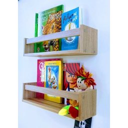 prateleira para livro infantil estante organizador de brinquedos de parede mdf madeira 2un 55cm - 1