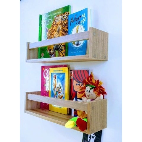 prateleira para livro infantil estante organizador de brinquedos de parede mdf madeira 2un 55cm