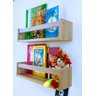 prateleira para livro infantil estante organizador de brinquedos de parede mdf madeira 2un 55cm - 1