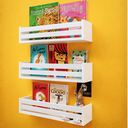 Ver imagem 3 de Kit com 3 Prateleiras para Livros 2 Ripas Decoração Quarto de Bebê MDF 55 cm