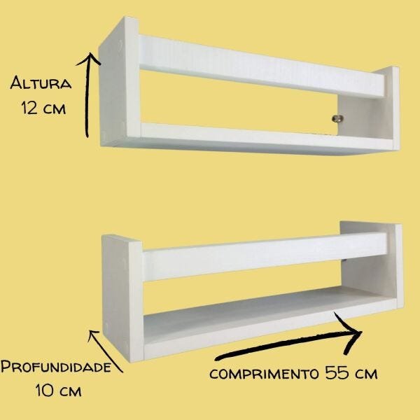 Kit 3 Prateleiras Para Livros e Revistas Estante Organizadora de Brinquedos Nicho Revisteiro Mdf 55  - 5