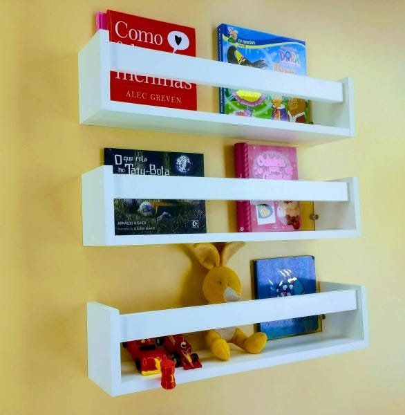 Kit 3 Prateleiras Para Livros e Revistas Estante Organizadora de Brinquedos Nicho Revisteiro Mdf 55  - 2
