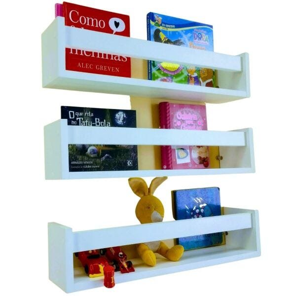 Prateleira Para Colocar Livros e Brinquedos Quarto de Bebê Nicho Mdf Para Sala de Leitura 3un 55 cm - 2