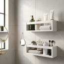 Ver mais imagens de 3 Prateleira de Banheiro Lavabo Nicho Flutuante Branco Estante Organizadora Porta Shampu MDF 55 cm
