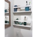 Ver imagem 7 de 3 Prateleira de Banheiro Lavabo Nicho Flutuante branco Estante Organizadora Porta Shampu Mdf 55 cm