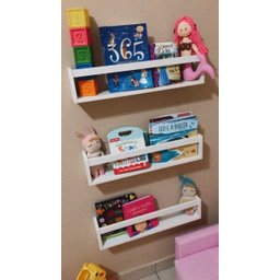 Nicho de Parede Porta Livro Pelúcia Bonecos para Quarto de Bebê Estante Livreiro Infantil 3Pçs 55cm - 6