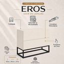 Ver imagem 2 de Mesa de Cabeceira Eros 60cm 2 Gavetas Branco Acabamento Fosco Estilo Industrial Pés de Ferro Preto