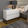 Mesa de Cabeceira Eros 60cm 2 Gavetas Branco Acabamento Fosco Estilo Industrial Pés de Ferro Preto - 1