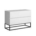 Ver imagem 3 de Mesa de Cabeceira Eros 60cm 2 Gavetas Branco Acabamento Fosco Estilo Industrial Pés de Ferro Preto