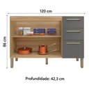 Ver imagem 3 de Balcão Gabinete para Pia 1,20m Versalhes Kit's Paraná Madeirado-grafite