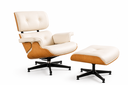 Ver imagem 1 de Poltrona Charles Eames com Puff Couro Branco I Freijó