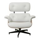 Ver imagem 2 de Poltrona Charles Eames com Puff Couro Branco I Freijó