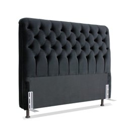 Cabeceira de Cama Box Queen 158 cm Padua Larhome Suede Veludo Preto. - 2