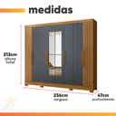 Ver imagem 3 de Guarda Roupas Casal com Espelho Ripado 8 Portas 4 Gavetas Diamante Moval