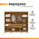 Ver imagem 5 de Guarda Roupas Casal com Espelho Ripado 8 Portas 4 Gavetas Diamante Moval