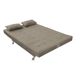 Sofá Cama Retrátil Reclinável 2 Lugares Gabriela Com 2 Almofadas Suede Bege Escuro - Ninho Decor - 4