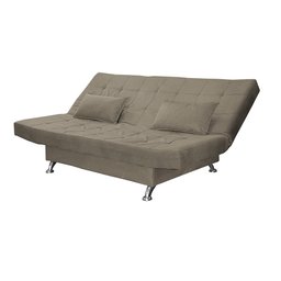 Sofá Cama Retrátil Reclinável 2 Lugares Gabriela Com 2 Almofadas Suede Bege Escuro - Ninho Decor - 3