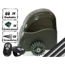 KIT MOTOR PORTÃO DESLIZANTE RCG AL 300Kg BASE E FOTOCÉLULA - 220V - 2