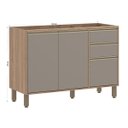 Ver imagem 3 de Balcão Luciane Yara 2 Portas 3 Gavetas sem Tampo 120 cm 1304/199