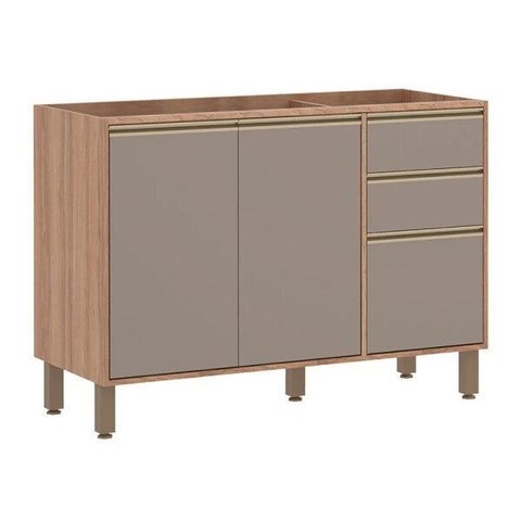 Balcão Luciane Yara 2 Portas 3 Gavetas sem Tampo 120 cm 1304/199