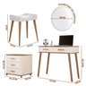 Penteadeira Retrô com Espelho e Banqueta Freijó Off White Maitê Fabri Móveis - 4