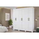 Ver imagem 1 de Guarda Roupa 6 Portas e 3 Gavetas C/ Espelho Interno Clara Branco - Panan