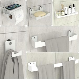 Kit Acessórios para Banheiro com Ventosa 6 Peças Branco Elg