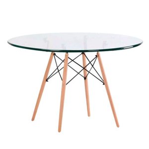 Mesa de Jantar Eiffel Redonda Tampo em Vidro - 90cm