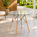 Ver imagem 1 de Mesa de Jantar Eames Eiffel Redonda 90cm Tampo Vidro: Design Moderno para Sala e Cozinha