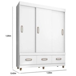 GuardaRoupa Araplac 20033 3 Portas Branco Flex - 6