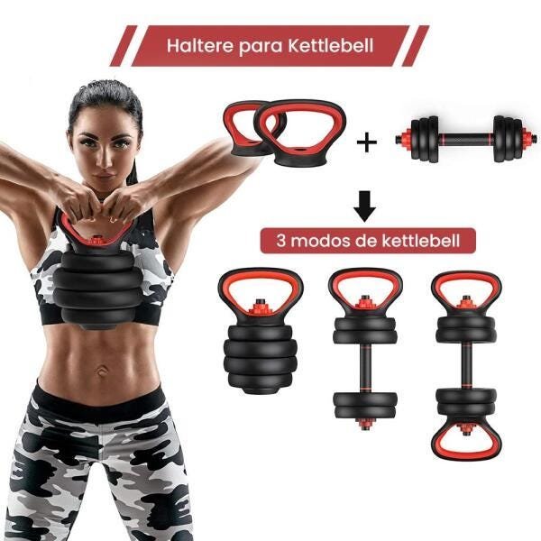 Kit Halteres 6 em 1 Peso Musculação até 40kg Ajustável Preto - 4