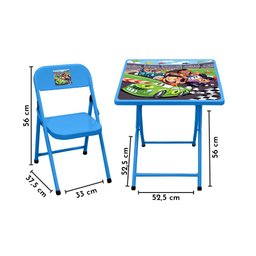 Conjunto mesa e 2 cadeiras infantil Açomix Azul - 3