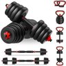 Kit Halteres 6 em 1 Peso Musculação até 20kg Ajustável Preto - 1