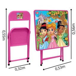 Conjunto mesa e 2 cadeiras infantil Princesas açomix rosa bebe - 3