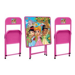 Conjunto mesa e 2 cadeiras infantil Princesas açomix rosa bebe - 2