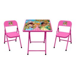 Conjunto mesa e 2 cadeiras infantil Princesas açomix rosa bebe - 1