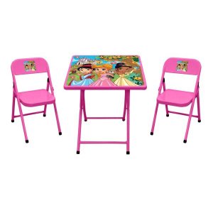 Conjunto mesa e 2 cadeiras infantil Princesas açomix rosa bebe