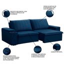 Ver imagem 3 de Sofá Retrátil Reclinável 3 Lugares 225cm Baluart F05 Veludo Azul - Mpozenato