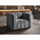 Ver imagem 3 de Poltrona Mona Veludo Encosto Alto Suporte 120kg Cinza 220 Bella Decor