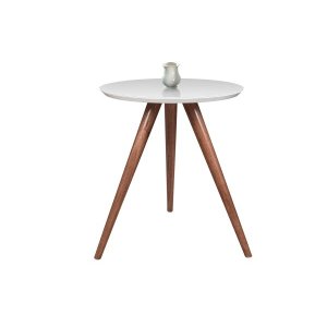 Mesa de Canto Tampo 45cm Branca Vidro Pés 50cm