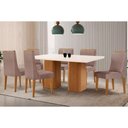 Ver imagem 1 de Sala Jantar Mesa Maldivas Tampo C/ Vidro Curvo 180cm+6 Cadeiras Dakota Madeira Naturale/off White -