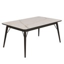 Ver imagem 1 de Mesa Jantar Netuno 6 Lugares 160x100 Cm Pés Madeira Metal Vidro Marmorizado Br