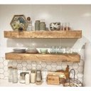 Ver imagem 1 de Kit 2 Prateleiras Grossa Suporte Invisivel Madeira 60x15 Jacaranda