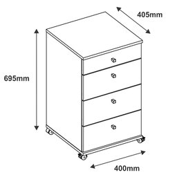 Gaveteiro Para Escritório E Home Office Com Rodízios 04 Gavetas Euro C03 Off White - Lyam Decor - 4