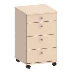 Gaveteiro Para Escritório E Home Office Com Rodízios 04 Gavetas Euro C03 Off White - Lyam Decor - 1