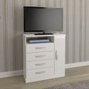 Ver imagem 1 de Cômoda Armário Gaveteiro Sapateira Multiuso para Quarto 80 Cm Delta Mdp Branco - Clicklar