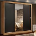 Ver imagem 1 de Guarda-Roupa Casal Madesa Lyon 3 Portas de Correr com Espelho 2 Gavetas Rustic/Preto Cor:Rustic/Pret