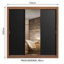 Ver imagem 3 de Guarda-Roupa Casal Madesa Lyon 3 Portas de Correr com Espelho 2 Gavetas Rustic/Preto Cor:Rustic/Pret